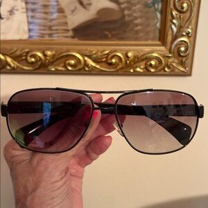 Unisex Prada Black Aviator Sunglasses - Smoke Lenses